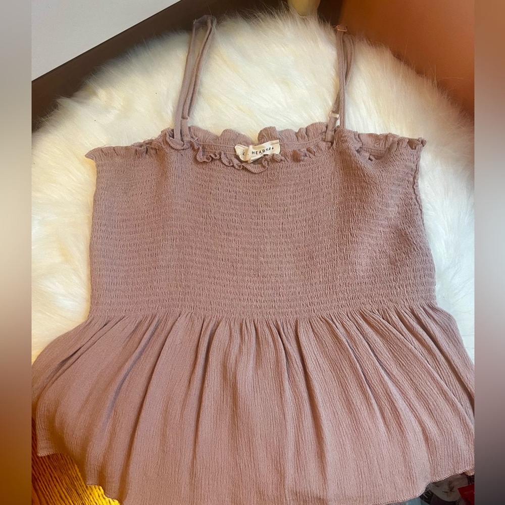 LA Hearts Smocked Peplum Tank with adjustable straps. Mauve Color - Size M